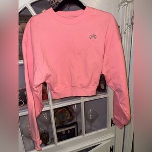 ALO Yoga Neon Bubblegum Cropped Accolade Crewneck